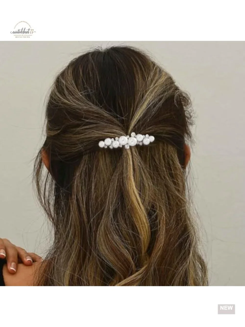 Pearl Crystal Hair Barrette Wedding Rhinestone French Hairclip Decorative